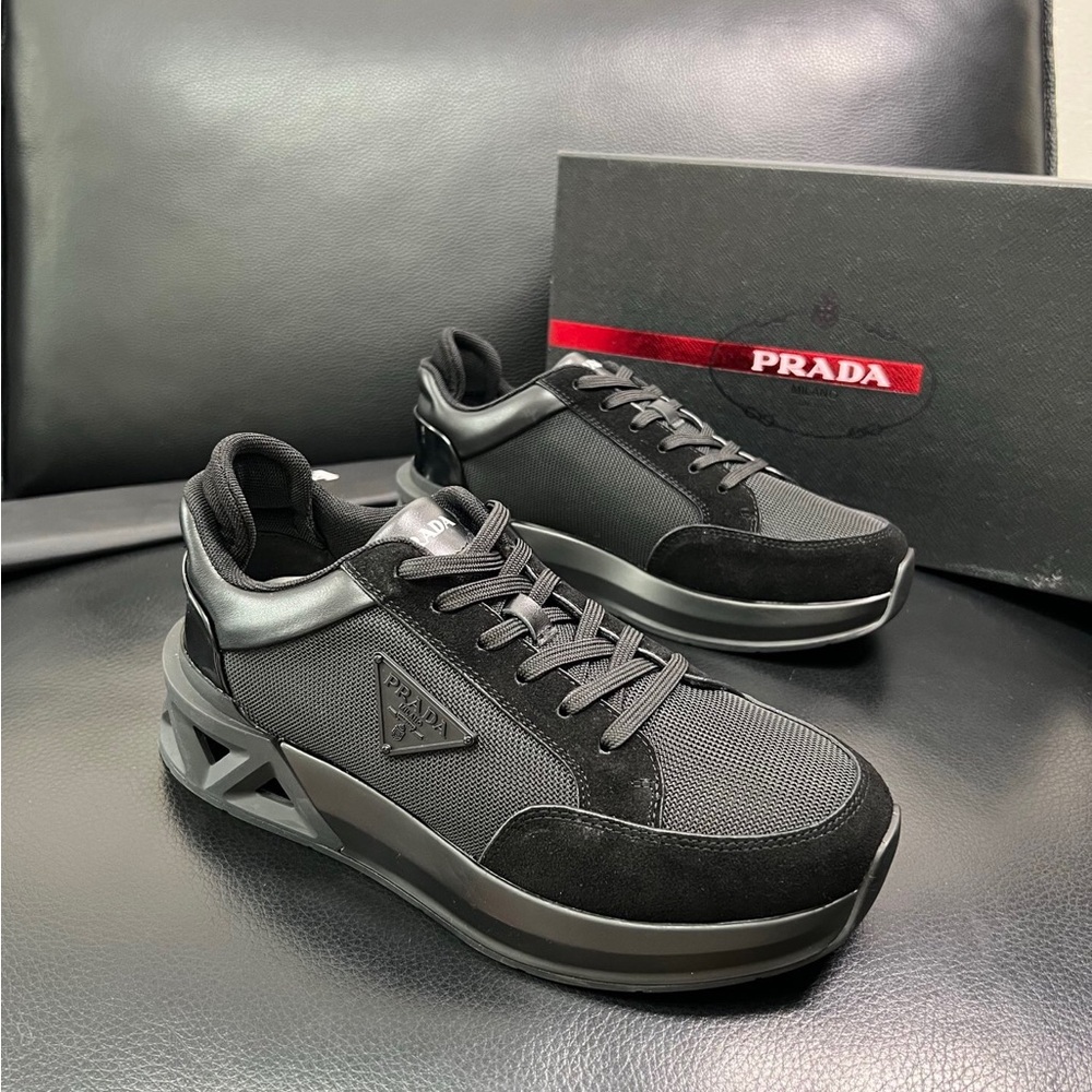 Prada Men's Gray and Black Sneakers